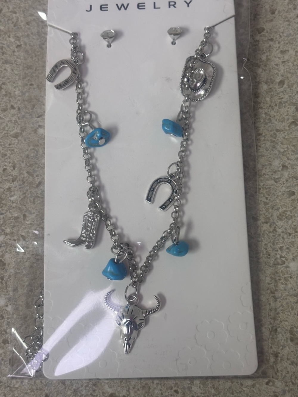 Silver-tone Southwestern Charm Necklace with Turquoise Beads - Jewelry